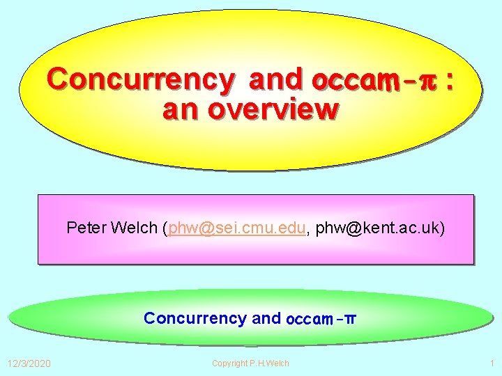 Concurrency and occam- : an overview Peter Welch (phw@sei. cmu. edu, phw@kent. ac. uk)