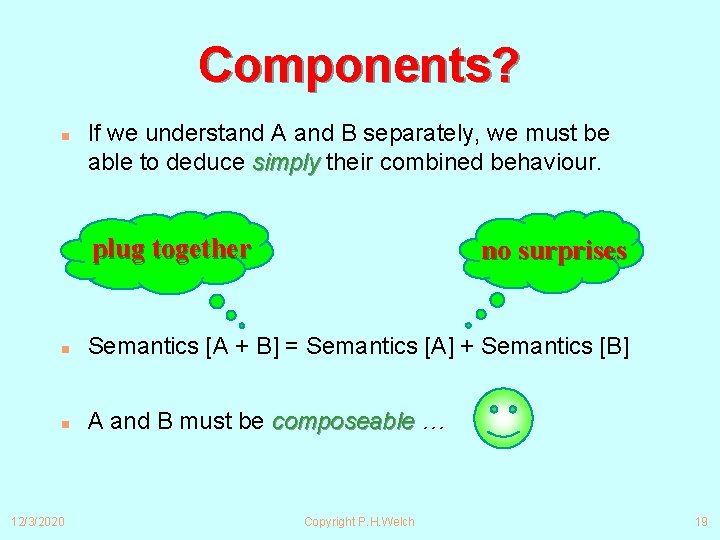Components? n If we understand A and B separately, we must be able to