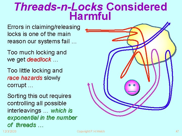 Threads-n-Locks Considered Harmful Errors in claiming/releasing locks is one of the main reason our