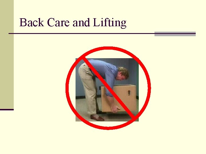 Back Care and Lifting 