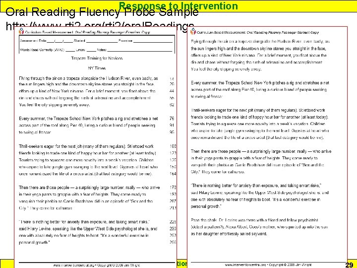 Response to Intervention Oral Reading Fluency Probe Sample http: //www. rti 2. org/rti 2/oral.