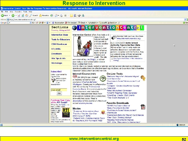 Response to Intervention www. interventioncentral. org 52 