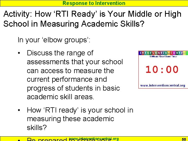 Response to Intervention Activity: How ‘RTI Ready’ is Your Middle or High School in