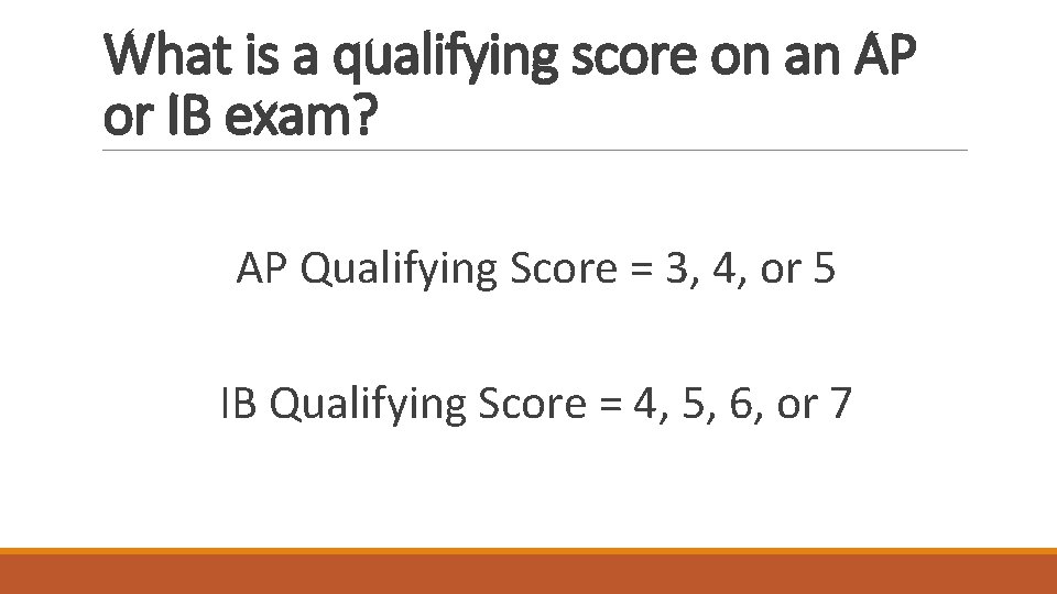 What is a qualifying score on an AP or IB exam? AP Qualifying Score