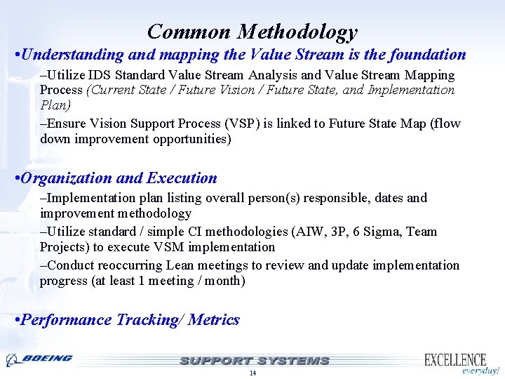Common Methodology • Understanding and mapping the Value Stream is the foundation –Utilize IDS Common Methodology • Understanding and mapping the Value Stream is the foundation –Utilize IDS