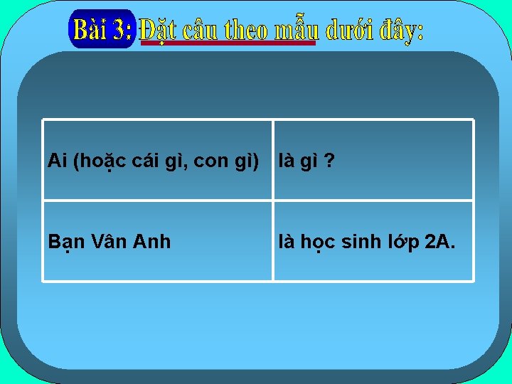 Ai (hoặc cái gì, con gì) là gì ? Bạn Vân Anh là học