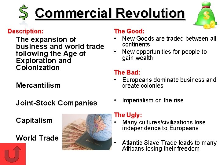 Commercial Revolution Description: The expansion of business and world trade following the Age of