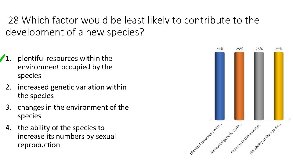 28 Which factor would be least likely to contribute to the development of a