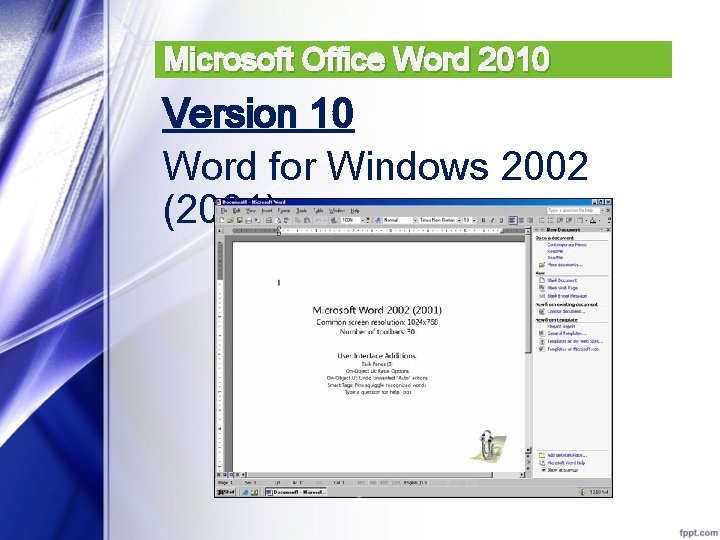 Microsoft Office Word 2010 Version 10 Word for Windows 2002 (2001) 