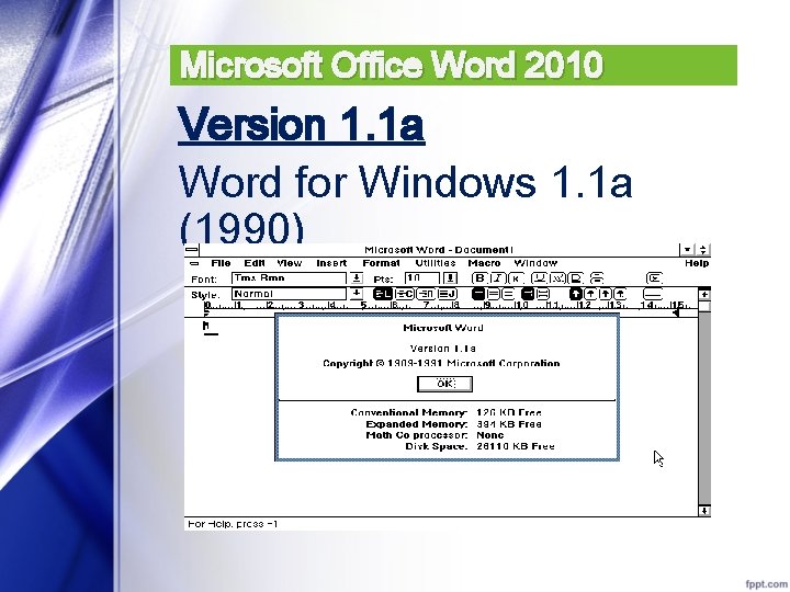 Microsoft Office Word 2010 Version 1. 1 a Word for Windows 1. 1 a