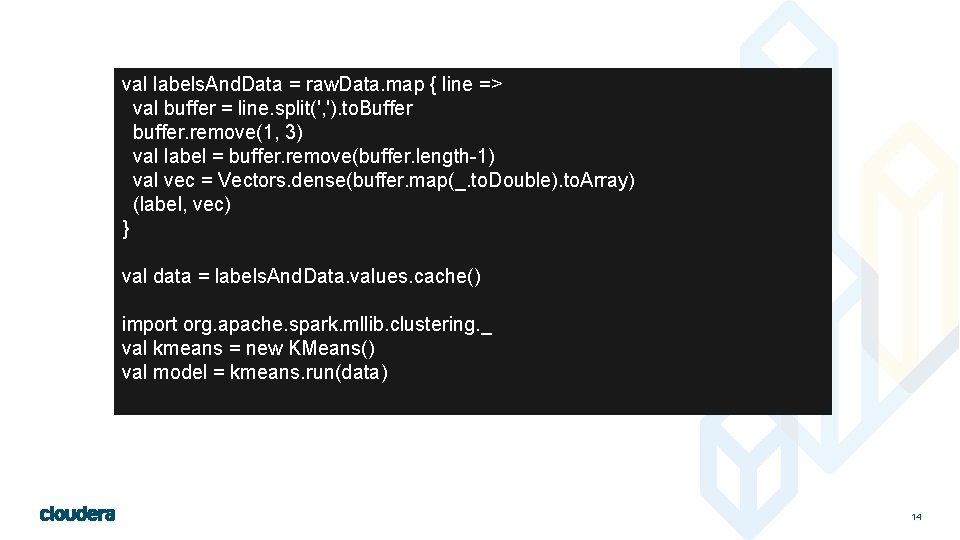 val labels. And. Data = raw. Data. map { line => val buffer =