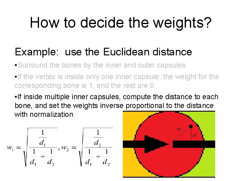 How to decide the weights? Example: use the Euclidean distance • Surround the bones