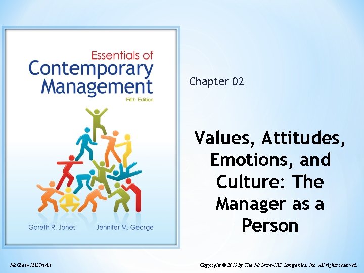 Chapter 02 Values, Attitudes, Emotions, and Culture: The Manager as a Person Mc. Graw-Hill/Irwin