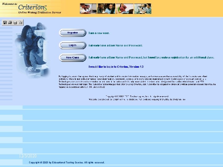 12/3/2020 Copyright © 2003 by Educational Testing Service. All rights reserved. 
