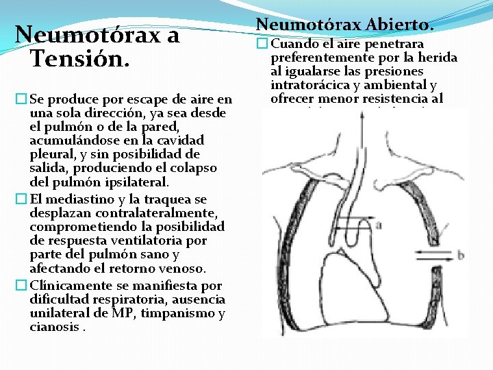 Neumotórax a Tensión. � Se produce por escape de aire en una sola dirección,