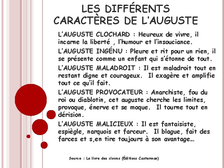 LES DIFFÉRENTS CARACTÈRES DE L’AUGUSTE CLOCHARD : Heureux de vivre, il incarne la liberté
