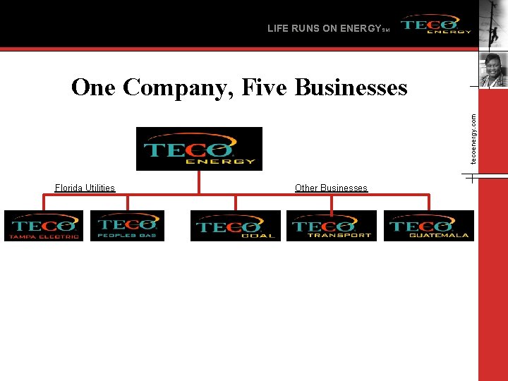 LIFE RUNS ON ENERGYSM tecoenergy. com One Company, Five Businesses Florida Utilities Other Businesses
