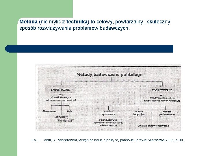 Metoda (nie mylić z techniką) to celowy, powtarzalny i skuteczny sposób rozwiązywania problemów badawczych. Metoda (nie mylić z techniką) to celowy, powtarzalny i skuteczny sposób rozwiązywania problemów badawczych.