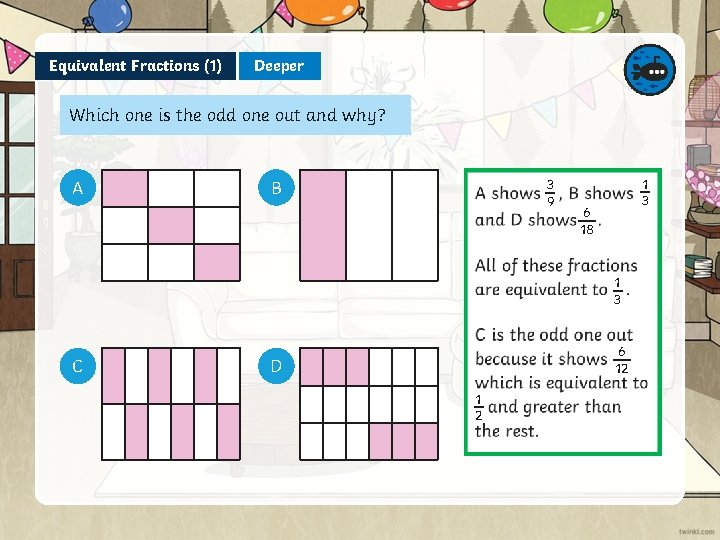 Equivalent Fractions (1) Deeper Which one is the odd one out and why? A