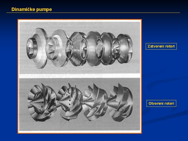 Dinamičke pumpe Zatvoreni rotori Otvoreni rotori 
