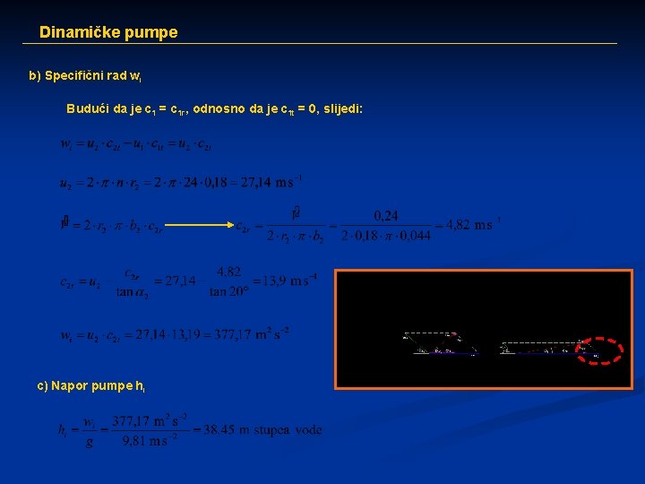 Dinamičke pumpe b) Specifični rad wi Budući da je c 1 = c 1