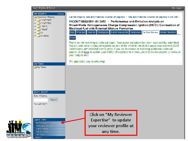Click on “My Reviewer Expertise” to update your reviewer profile at any time. 