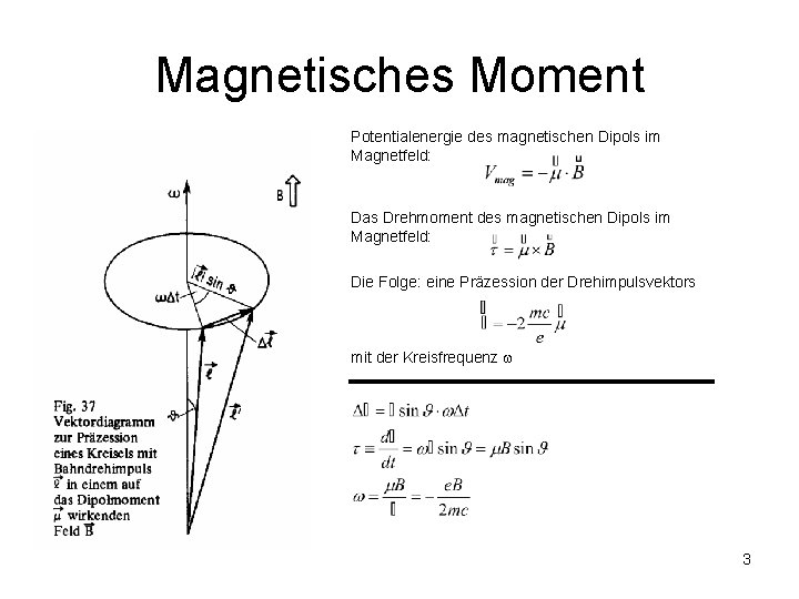 Magnetisches Moment Potentialenergie des magnetischen Dipols im Magnetfeld: Das Drehmoment des magnetischen Dipols im