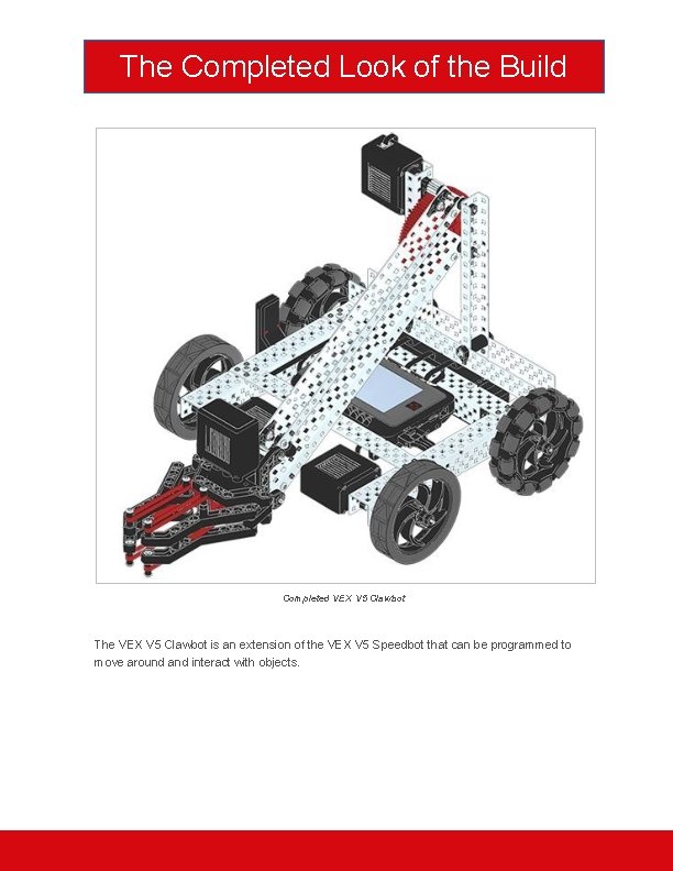 The Completed Look of the Build Completed VEX V 5 Clawbot The VEX V