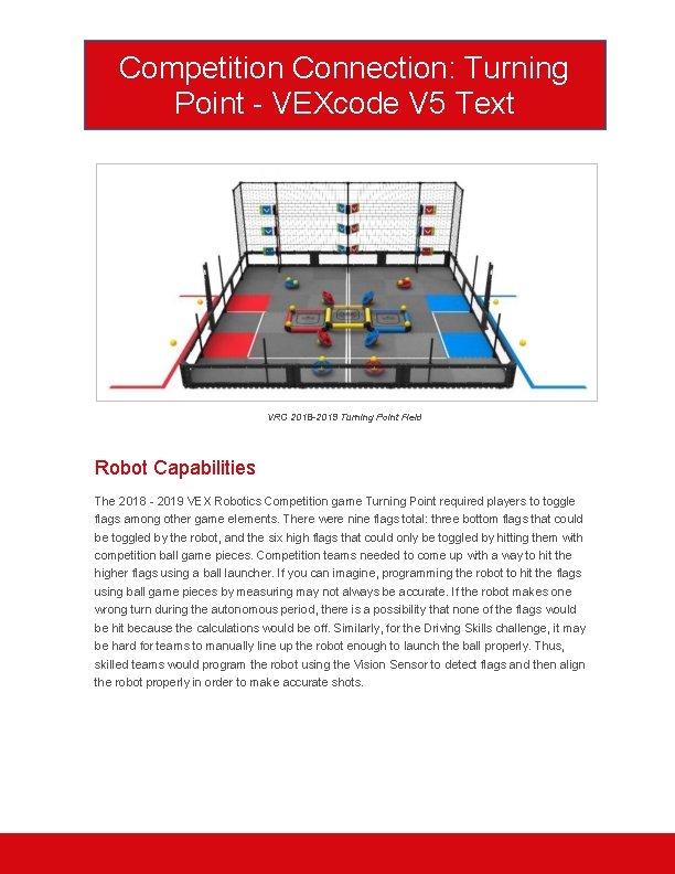 Competition Connection: Turning Point - VEXcode V 5 Text VRC 2018 -2019 Turning Point
