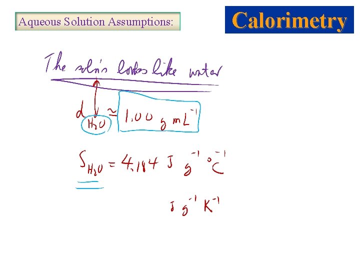 Aqueous Solution Assumptions: Calorimetry 
