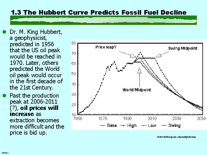 1. 3 The Hubbert Curve Predicts Fossil Fuel Decline l Dr. M. King Hubbert,