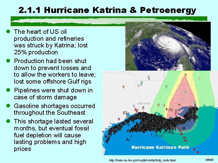 2. 1. 1 Hurricane Katrina & Petroenergy l The heart of US oil production