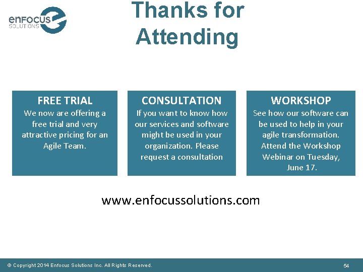 Thanks for Attending FREE TRIAL We now are offering a free trial and very