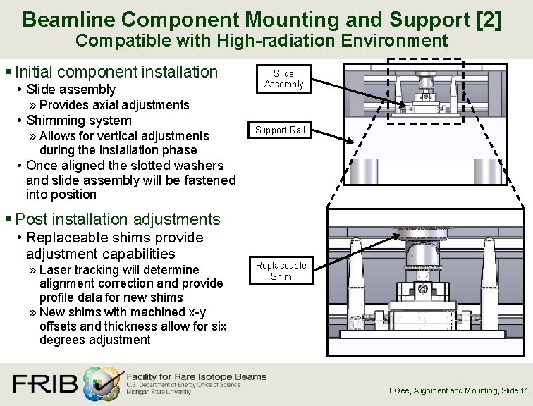 Beamline Component Mounting and Support [2] Compatible with High-radiation Environment § Initial component installation