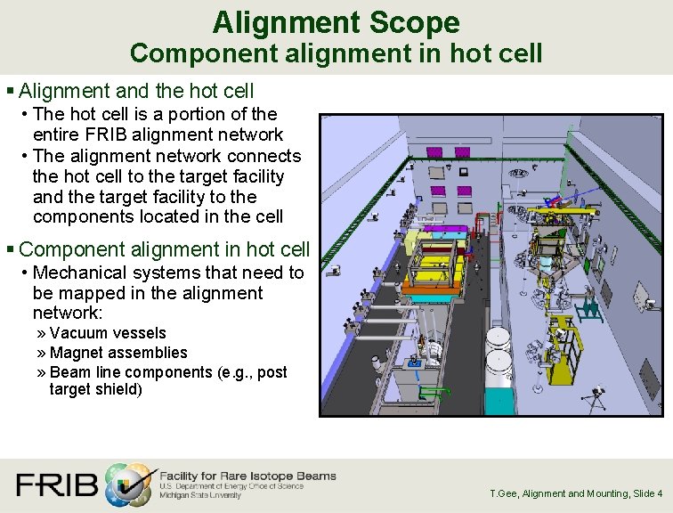 Alignment Scope Component alignment in hot cell § Alignment and the hot cell •