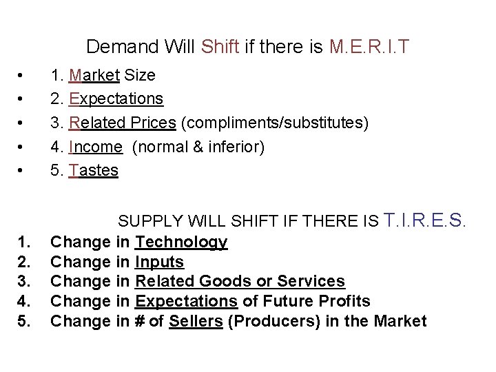 Demand Will Shift if there is M. E. R. I. T • • •