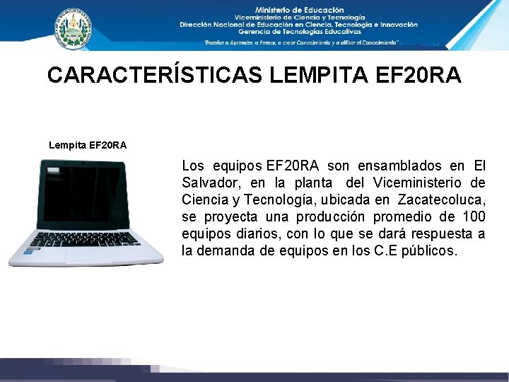 CARACTERÍSTICAS LEMPITA EF 20 RA Lempita EF 20 RA Los equipos EF 20 RA