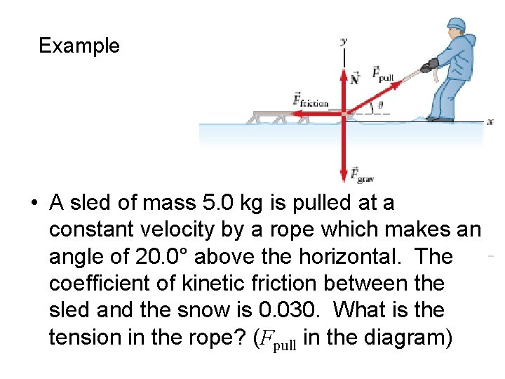 Example • A sled of mass 5. 0 kg is pulled at a constant