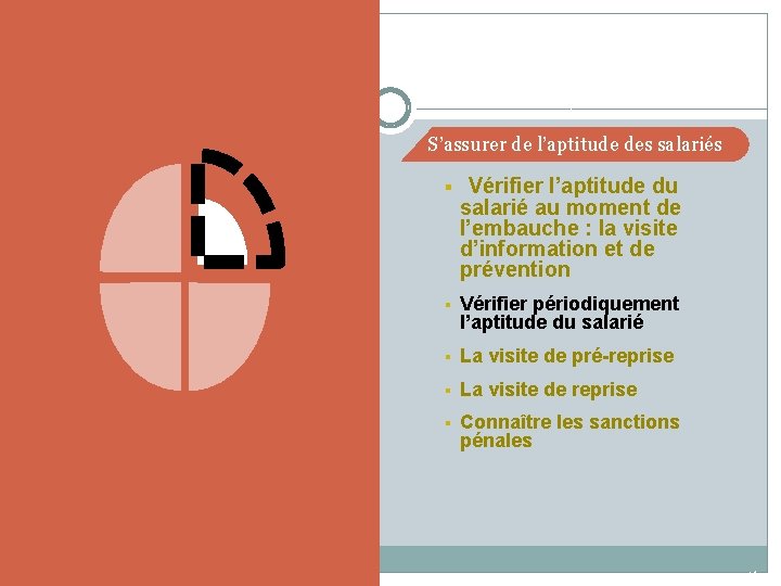 S’assurer de l’aptitude des salariés § Vérifier l’aptitude du salarié au moment de l’embauche