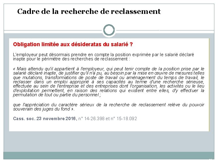 Cadre de la recherche de reclassement • Obligation limitée aux désideratas du salarié ?