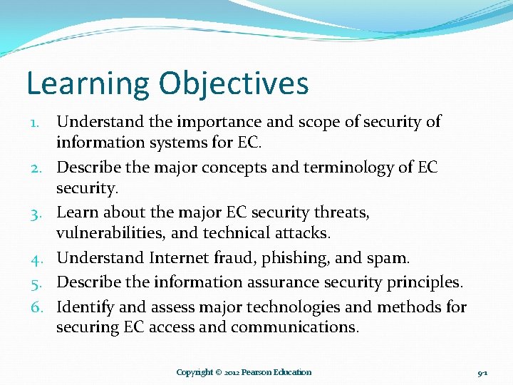 Learning Objectives 1. Understand the importance and scope of security of information systems for Learning Objectives 1. Understand the importance and scope of security of information systems for