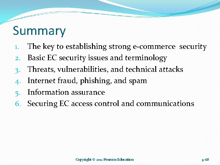 Summary 1. 2. 3. 4. 5. 6. The key to establishing strong e-commerce security Summary 1. 2. 3. 4. 5. 6. The key to establishing strong e-commerce security