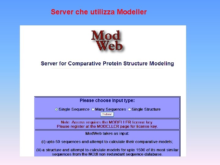 Server che utilizza Modeller 
