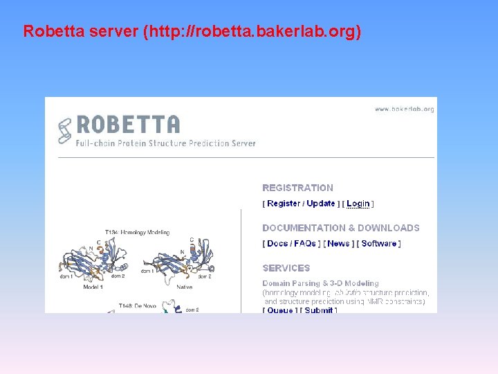 Robetta server (http: //robetta. bakerlab. org) 