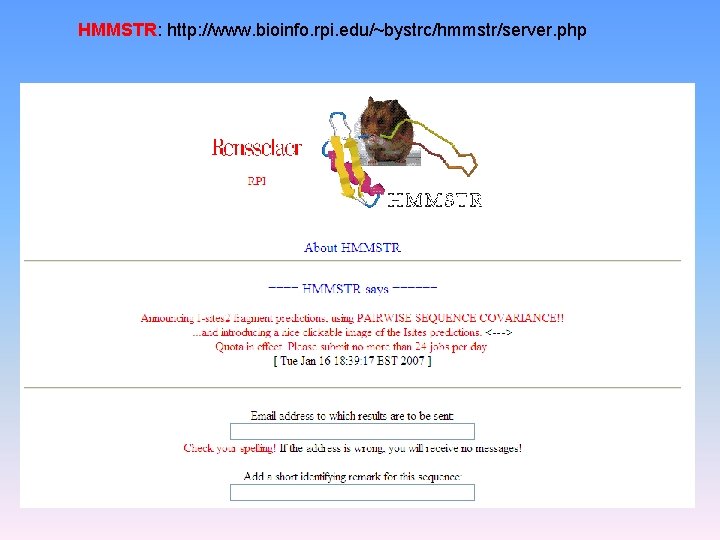 HMMSTR: http: //www. bioinfo. rpi. edu/~bystrc/hmmstr/server. php 