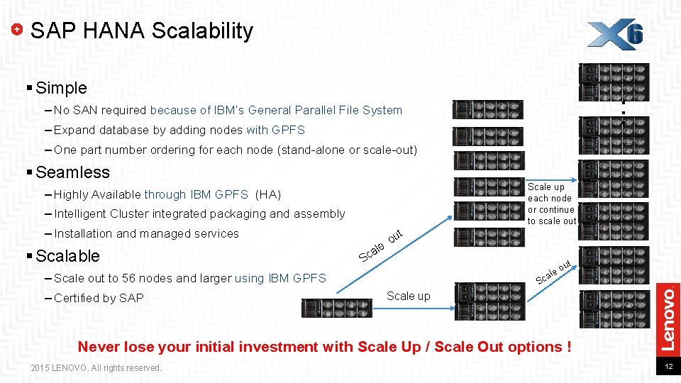 SAP HANA Scalability … § Simple – No SAN required because of IBM’s General SAP HANA Scalability … § Simple – No SAN required because of IBM’s General