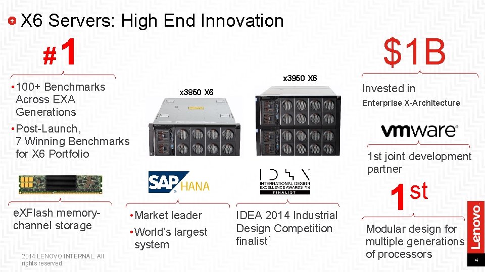 X 6 Servers: High End Innovation $1 B #1 • 100+ Benchmarks Across EXA X 6 Servers: High End Innovation $1 B #1 • 100+ Benchmarks Across EXA