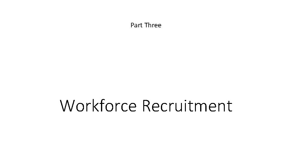 Part Three Workforce Recruitment 