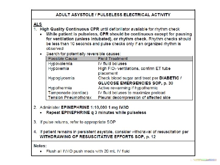 Asystole SOP! 