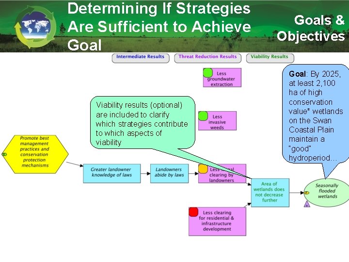 Determining If Strategies Are Sufficient to Achieve Goal Viability results (optional) are included to